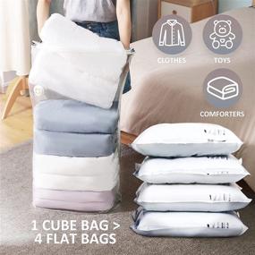 img 2 attached to TAILI Jumbo Cube Vacuum Storage Bags - 8 Pack. No Hand Pump Required for Compression. Save up to 80% Space. Extra Large Bags for Clothes, Beddings, Comforters, Pillows.