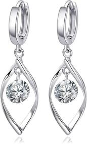 img 4 attached to 💎 Cubic Zirconia Hoop Earrings: Hypoallergenic CZ Huggies with Drop Dangle - Stylish Sterling Silver for Women & Girls