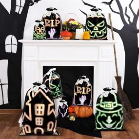 img 1 attached to 🎃 Unomor 30PCS Halloween Shining Treat Bags - Drawstring Halloween Candy Bags for Kids - Halloween Goody Bags for Trick or Treat - Plastic Halloween Party Favors