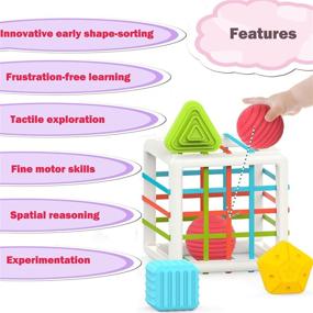 img 1 attached to 🧩 Toys for 1-2 Year Old Baby Boy Girl - Colorful Cube Sorter and 6 Sensory Shape Pieces - Learning Gifts for Girls Boys Age 1-3 - Montessori Toys for 1 Year Old - Baby Toys 6-12-18 Months