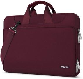 img 4 attached to 👜 MOSISO 360 Protective Laptop Shoulder Bag: MacBook Pro/Air 13 inch Briefcase, Wine Red