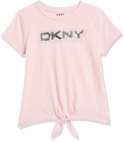 img 2 attached to 👚 DKNY Girls' Coral Blush T-Shirt - Top Choice for Girls' Clothing