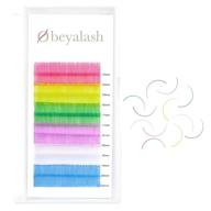 🌈 obeya candy color mix volume lash extensions 0.07 d curl light pink+yellow+green+purple+white+blue single individual eyelash extensions 14mm logo