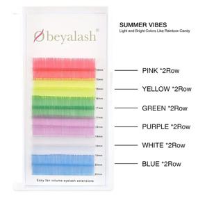 img 3 attached to 🌈 OBEYA Candy Color Mix Volume Lash Extensions 0.07 D Curl Light Pink+Yellow+Green+Purple+White+Blue Single Individual Eyelash Extensions 14mm