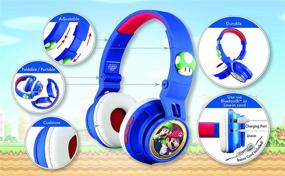 img 3 attached to 🎧 Беспроводные Bluetooth наушники Super Mario для детей с микрофоном - ограничение уровня громкости для защиты слуха, аккумулятор с возможностью зарядки, регулируемая оголовье для использования в школе, дома или в путешествии.