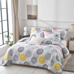 img 1 attached to 🛏️ Uozzi Bedding King Size Quilt Set - 102x90 Reversible Lightweight Coverlet Bedspread, Soft Microfiber Comforter Set with Colorful Dots Design for All Seasons - Includes 1 Quilt and 2 Shams