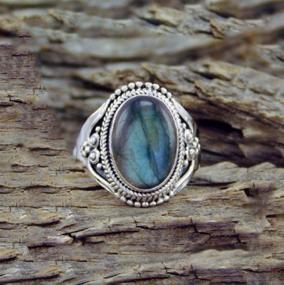 img 2 attached to 💍 Wenbin Vintage Ladies Sterling Silver Turquoise Moonstone Ring - Bohemian Wedding Jewelry in Size 6-10 (US 8)