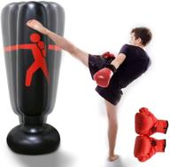 inflatable boxing punching bag - handsonic fitness punching bag for kids/adult - vertical 🥊 boxing column tumbler sandbags - practice karate training taekwondo equipment - includes boxing gloves (63 inches) logo