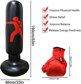 img 2 attached to Inflatable Boxing Punching Bag - HANDSONIC Fitness Punching Bag for Kids/Adult - Vertical 🥊 Boxing Column Tumbler Sandbags - Practice Karate Training Taekwondo Equipment - Includes Boxing Gloves (63 inches)