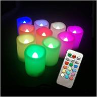 multi color changing flameless votive candles with remote - 10 pack colored battery operated flickering electric led tea lights bulk for christmas party wedding decorations (batteries incl.) логотип