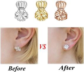 img 3 attached to Earring Lifters Adjustable Silver Gold（Crown Shaped、Butterfly、Heart