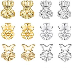 img 4 attached to Earring Lifters Adjustable Silver Gold（Crown Shaped、Butterfly、Heart