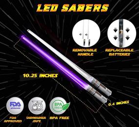 img 1 attached to LIGHTSABER CHOPSTICKS LIGHT UP STAR WARS LED Glowing Light Saber Chop Sticks REUSABLE Sushi Lightup Sabers - Removable Handle Dishwasher Safe - Premium GIFT BOX And CARRY POUCH Included-Purple-1 Pair