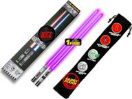 lightsaber chopsticks light up star wars led glowing light saber chop sticks reusable sushi lightup sabers - removable handle dishwasher safe - premium gift box and carry pouch included-purple-1 pair logo