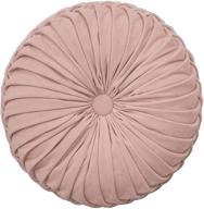 🌸 cassiel home pink round handmade pleated throw pillow: stylish velvet decor for dorms, back to school gift for girls - 14.5 inches logo