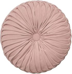 img 4 attached to 🌸 Cassiel Home Pink Round Handmade Pleated Throw Pillow: Stylish Velvet Decor for Dorms, Back to School Gift for Girls - 14.5 Inches