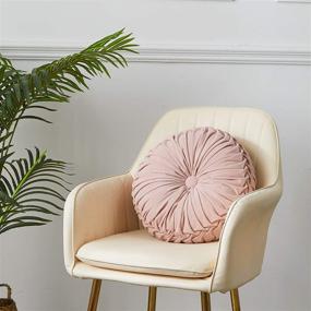 img 3 attached to 🌸 Cassiel Home Pink Round Handmade Pleated Throw Pillow: Stylish Velvet Decor for Dorms, Back to School Gift for Girls - 14.5 Inches