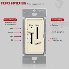 img 2 attached to 🔌 ENERLITES 3 Speed Ceiling Fan Control and LED Dimmer Light Switch - Single Pole, No Neutral Wire Required, Light Almond