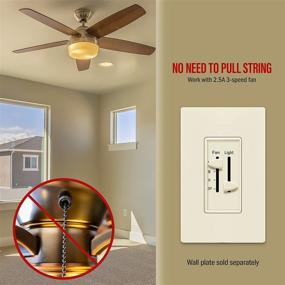 img 1 attached to 🔌 ENERLITES 3 Speed Ceiling Fan Control and LED Dimmer Light Switch - Single Pole, No Neutral Wire Required, Light Almond