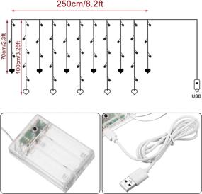 img 1 attached to 💡 138 Светодиодные фонарики в оконной занавеске в форме сердца - Мягкий, яркий световой шнур с 8 режимами мерцания - Работает от батареи/USB - Идеально подходит для свадьбы, спальни, дома, патио, сада - Декорация для интерьера/экстерьера.