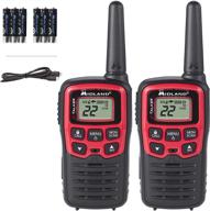 📞 midland - x-talker t31vp, 22 channel frs walkie talkies - enhanced range two way radios, 38 private codes, & noaa weather alert (pair pack) (black/red) logo