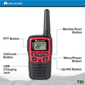 img 3 attached to 📞 Midland - X-TALKER T31VP, 22 Channel FRS Walkie Talkies - Enhanced Range Two Way Radios, 38 Private Codes, & NOAA Weather Alert (Pair Pack) (Black/Red)