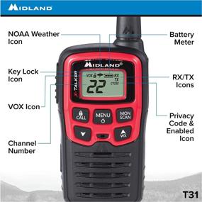 img 2 attached to 📞 Midland - X-TALKER T31VP, 22 Channel FRS Walkie Talkies - Enhanced Range Two Way Radios, 38 Private Codes, & NOAA Weather Alert (Pair Pack) (Black/Red)