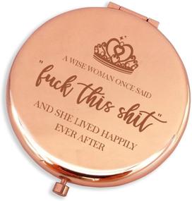 img 4 attached to 💙 Blue Leaves Fun Birthday Gifts for Women: Luck This Sh*t - Rose Gold Makeup Mirror for Funny Birthday, Mother's Day, Retirement, Divorce