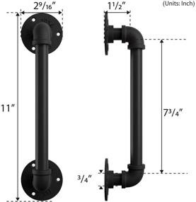 img 2 attached to 🚪 Нажимная рукоятка из черного ржавого промышленного трубопровода 11 дюймов - многофункциональная поддержка, полотенцедержатель, поручень и ручка для лестниц, ворот и гаража.