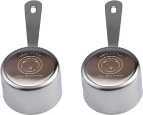 img 4 attached to 🐻 Honey Bear Kitchen 1/4 Cup 60 ml Stainless Steel Leave-in Measuring Scoop Cups v2 - Set of 2, Polished