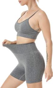 img 2 attached to 2 Piece Women's Seamless Yoga Set - High Waist Shorts Legging Outfit with Sport Bra - Tracksuit by JNINTH