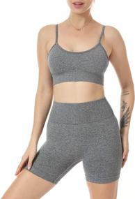 img 3 attached to 2 Piece Women's Seamless Yoga Set - High Waist Shorts Legging Outfit with Sport Bra - Tracksuit by JNINTH