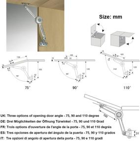 img 1 attached to 🔧 Upgraded Qrity Cabinet Cupboard Furniture Door Lift Stay Support Hinge Damper - Supports Up to 20KG - Opening Angle 75°/90°/110° - Includes Hex Key - Pack of 2