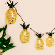 🍍 gigalumi 10ft 10 led pineapple string lights, battery operated fairy lights for patio, home wedding party, bedroom, birthday hawaiian tropical tiki decoration in warm white логотип