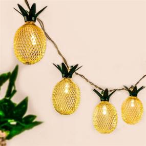 img 4 attached to 🍍 GIGALUMI 10ft 10 LED Pineapple String Lights, Battery Operated Fairy Lights for Patio, Home Wedding Party, Bedroom, Birthday Hawaiian Tropical Tiki Decoration in Warm White