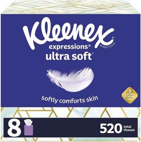 img 4 attached to 🧻 Kleenex Expressions Ultra Soft Facial Tissues - 8 Cube Boxes, 520 Total Tissues