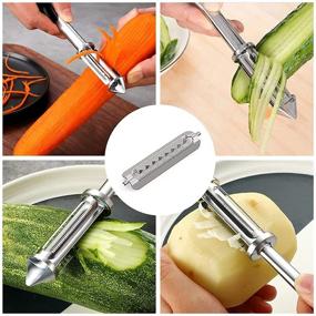 img 1 attached to 🥕 Stainless Steel Vegetable Peeler & Fruit Peelers Set - Apple, Carrot, Potato, Veggie Julienne Peeler, Shredded Carrots, Cucumber Slicer Veggie Cutter with Julienne - Silver