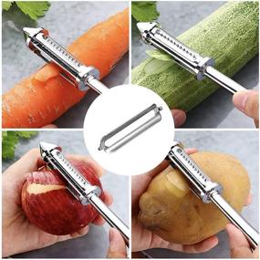 img 2 attached to 🥕 Stainless Steel Vegetable Peeler & Fruit Peelers Set - Apple, Carrot, Potato, Veggie Julienne Peeler, Shredded Carrots, Cucumber Slicer Veggie Cutter with Julienne - Silver