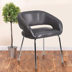 img 4 attached to 💺 Modern Gray LeatherSoft Reception Chair by Flash Furniture Fusion Series: Contemporary Style and Comfort Combined