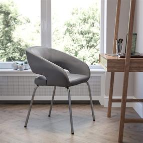 img 3 attached to 💺 Modern Gray LeatherSoft Reception Chair by Flash Furniture Fusion Series: Contemporary Style and Comfort Combined