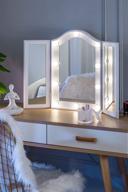 💄 luxfurni white vanity tri-fold makeup mirror with 10 dimmable led bulbs, touch control lights - tabletop hollywood cosmetic mirror logo