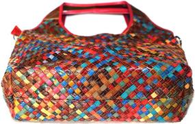 img 1 attached to 👜 Colorful Leather Woven Shoulder Bag for Women - Genuine Hobo Tote CrossBody Handbags