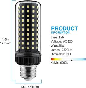 img 3 attached to Лампочки Yiizon LED Corn E26 25 Вт эквивалент 200 Вт Лампы для освещения 6000K Дневной свет 2500LM Лампы с цоколем E26 гильзой Эдисона Недиммируемые светодиодные светильники на свечах 3 штуки