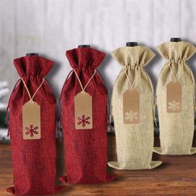 img 3 attached to 🍷 Burlap Wine Gift Bags - Pack of 12 Jute Drawstring Wine Bottle Covers with Tags and Ropes for Christmas, Wedding, Travel, Birthday, Holiday Party (Natural)