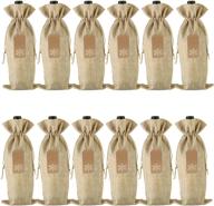 🍷 burlap wine gift bags - pack of 12 jute drawstring wine bottle covers with tags and ropes for christmas, wedding, travel, birthday, holiday party (natural) логотип