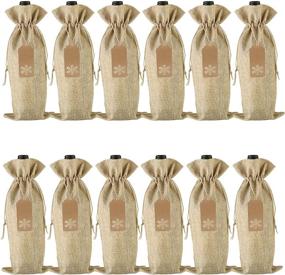 img 4 attached to 🍷 Burlap Wine Gift Bags - Pack of 12 Jute Drawstring Wine Bottle Covers with Tags and Ropes for Christmas, Wedding, Travel, Birthday, Holiday Party (Natural)