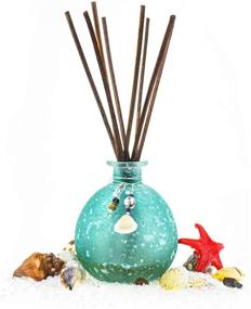 img 4 attached to Ocean Mist Reed Diffuser Set - Elegant Home Décor, Bathroom & Office Fragrance Gift - Aromatherapy Oil Refill 3.4 fl oz with 8 Reed Sticks - Blue Snowflake Round Bottle