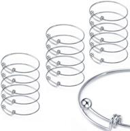 yumei jewelry 15-pack of adjustable wire blank bangle bracelets for women's diy jewelry making, 2.4 inch logo