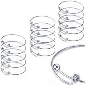 img 4 attached to Yumei Jewelry 15-Pack of Adjustable Wire Blank Bangle Bracelets for Women's DIY Jewelry Making, 2.4 Inch