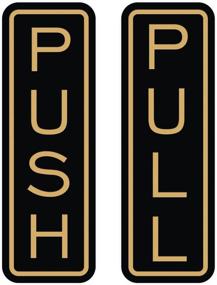 img 1 attached to All Quality Classic Vertical Push Pull Door Sign (Black/Gold) - Small